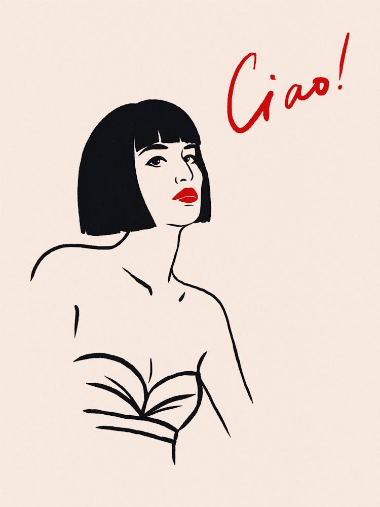 Ciao ! Portrait de femme minimaliste. Ligne italienne