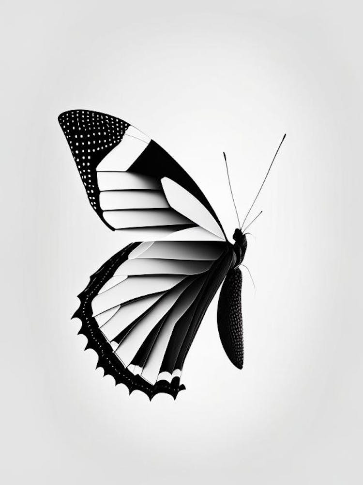 Black Swallowtail Butterfly Black & White Geometric 1
