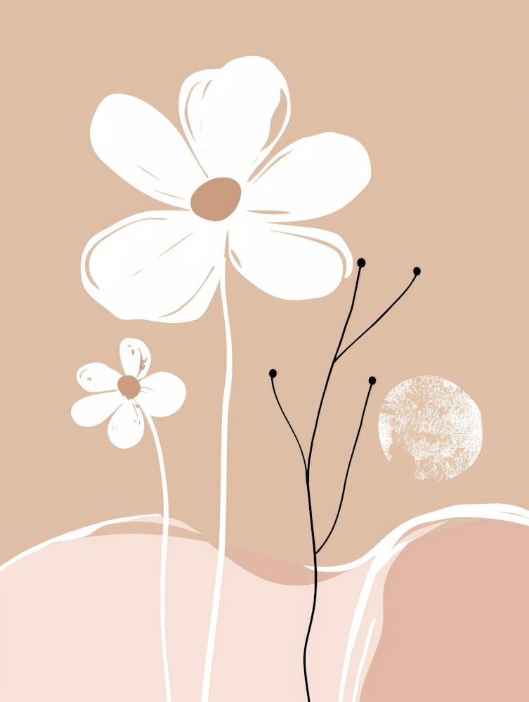 White Flowers On A Pink Background 1
