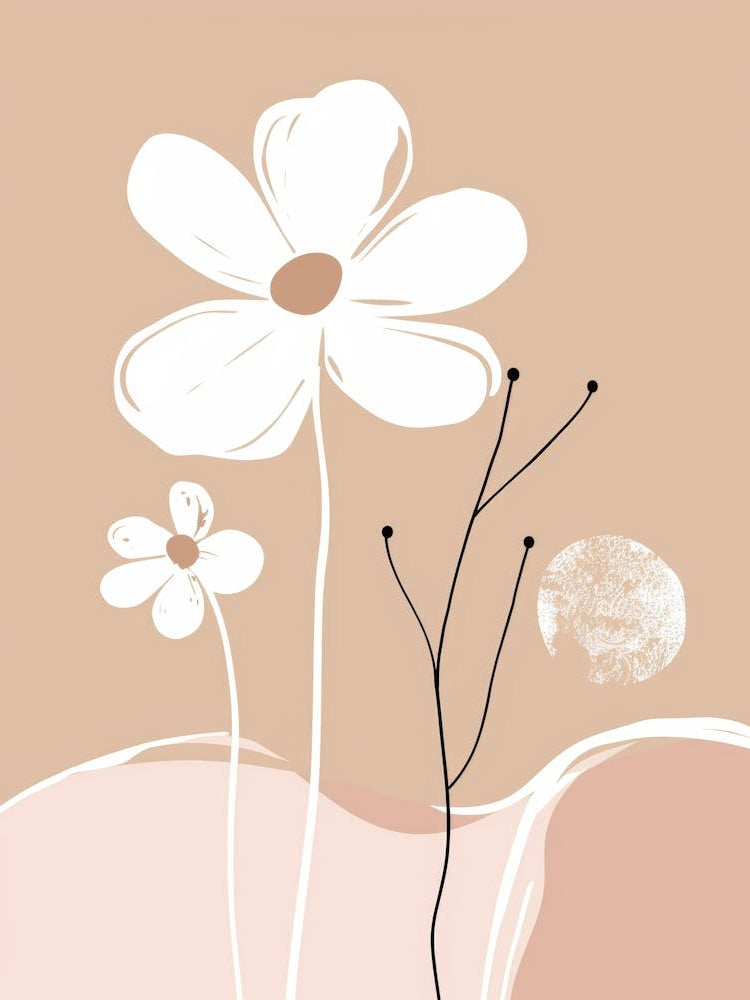 White Flowers On A Pink Background 1