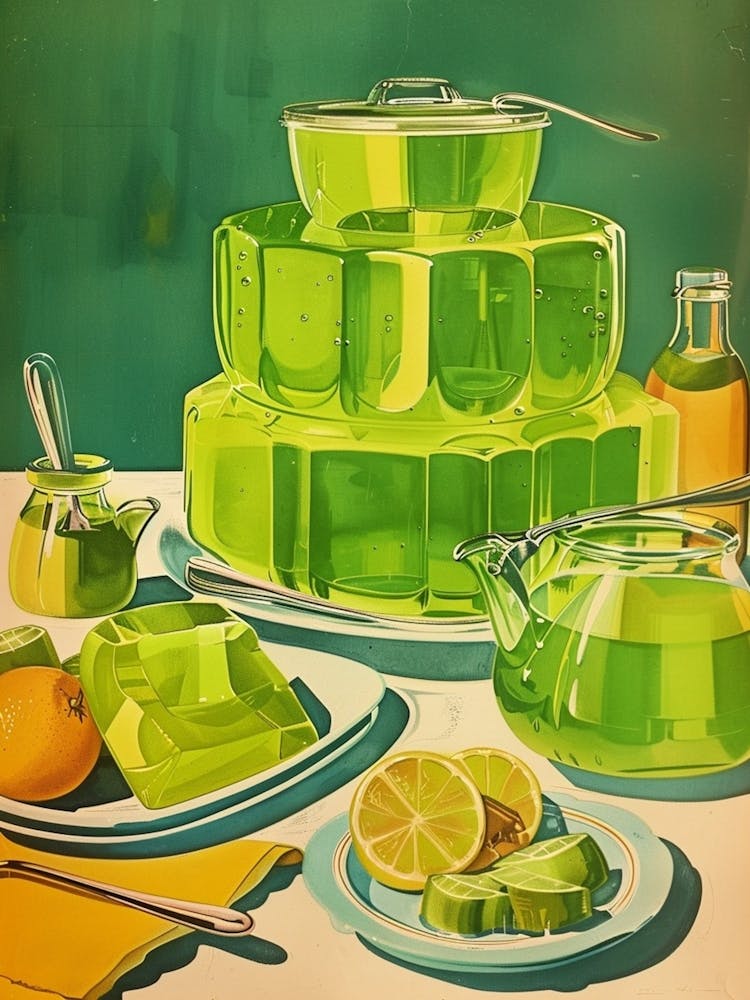 Vibrant Green Jelly Vintage Retro Illustration 2