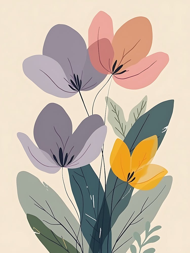 Hand-Painted Bohemian Flowers - Rustic Home Wall Art