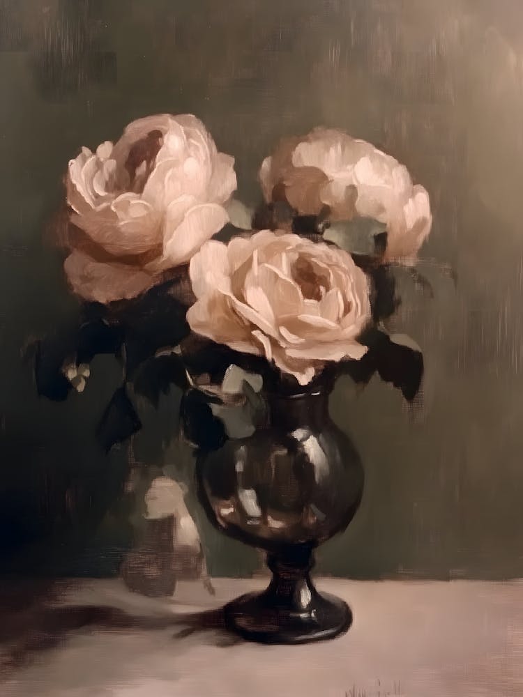 Vintage Flower Roses In A Vase 1