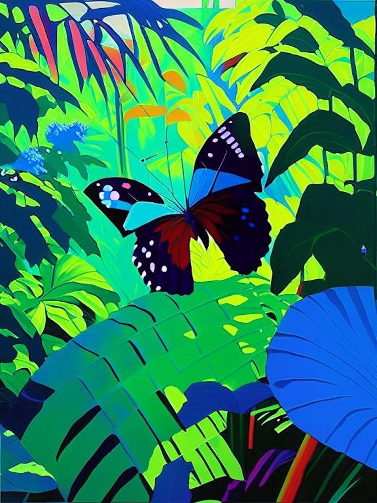 Butterfly In Rainforest Pop Art David Hockney Inspired 1