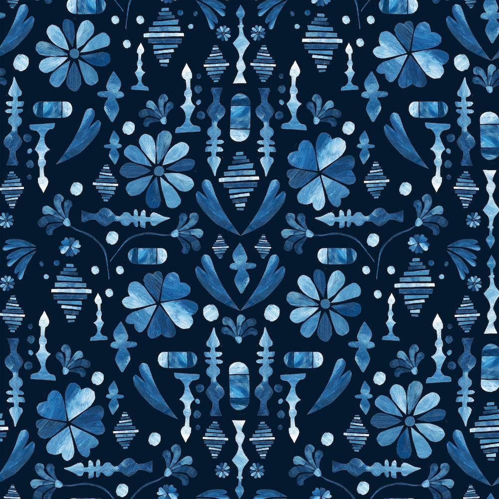 Folklore Indigo Pattern Square