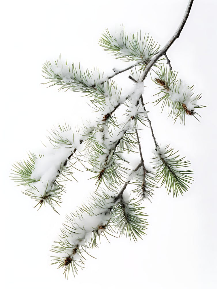Branche de Pin Couverte de Neige