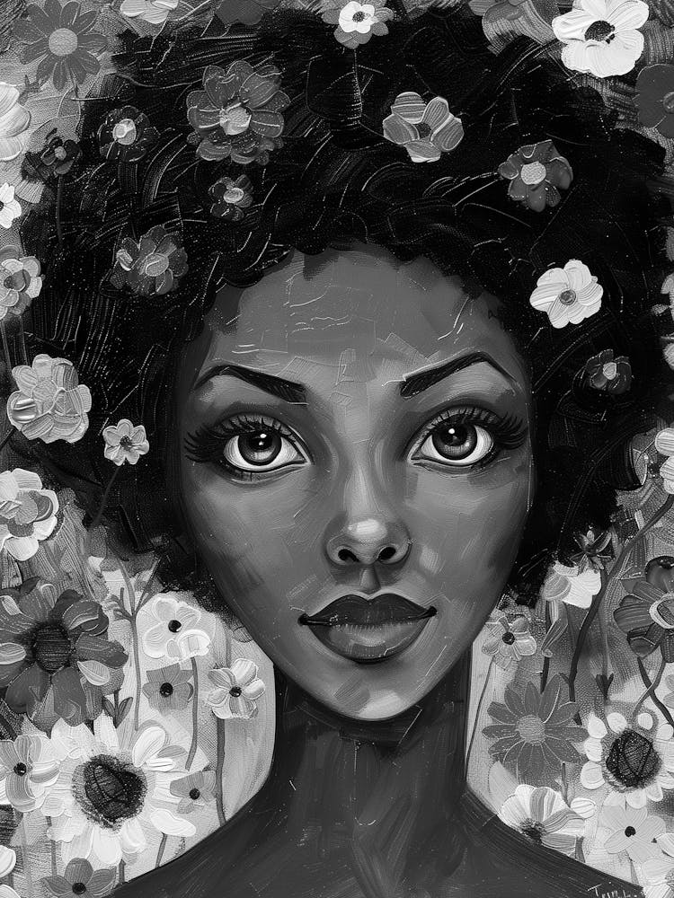 Black Girl With Flowers