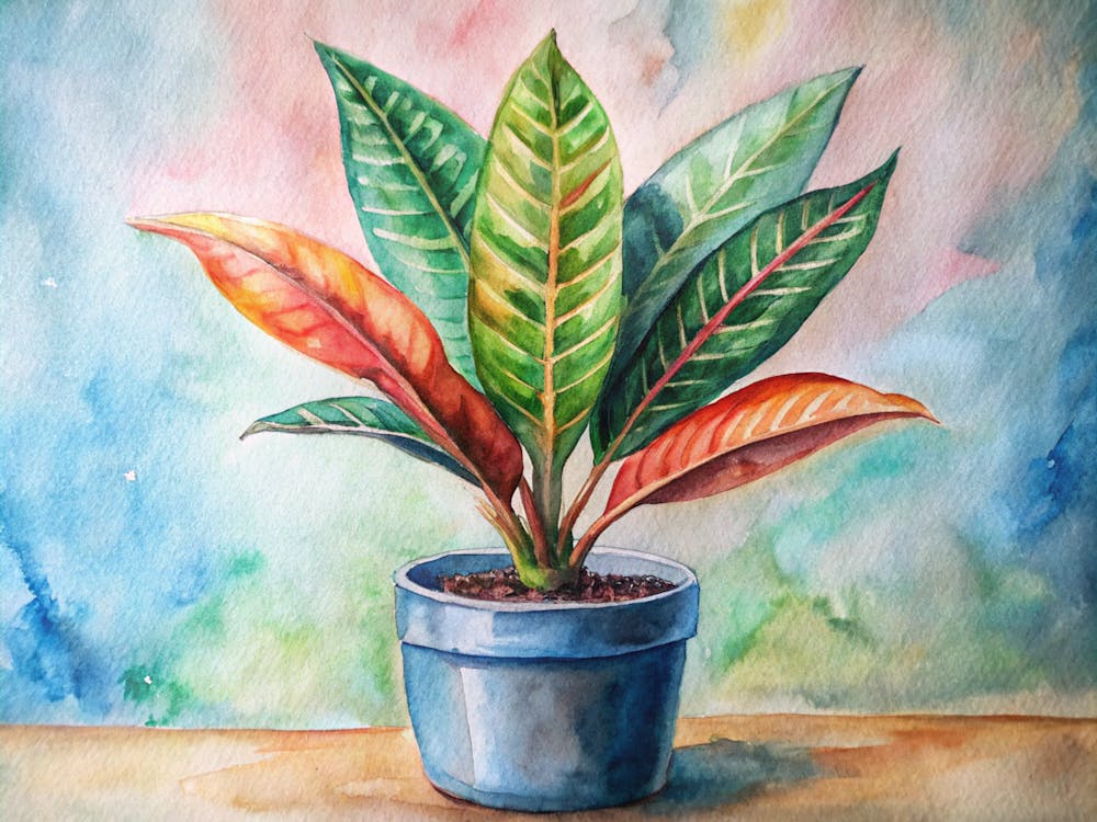 Watercolor Of A Potted Plant