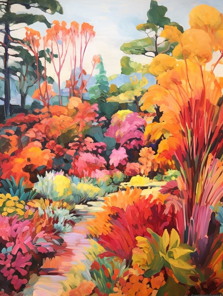Autumn Gardens Painting Gothenburg Botanical Garden Sweden 2