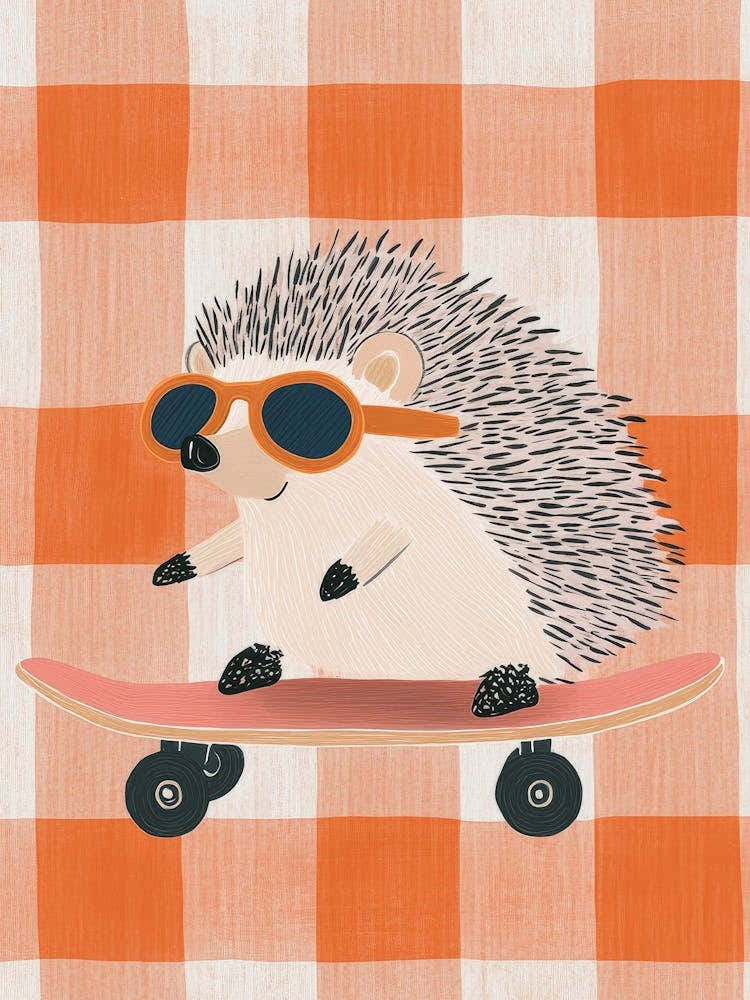 Hedgehog On Skateboard