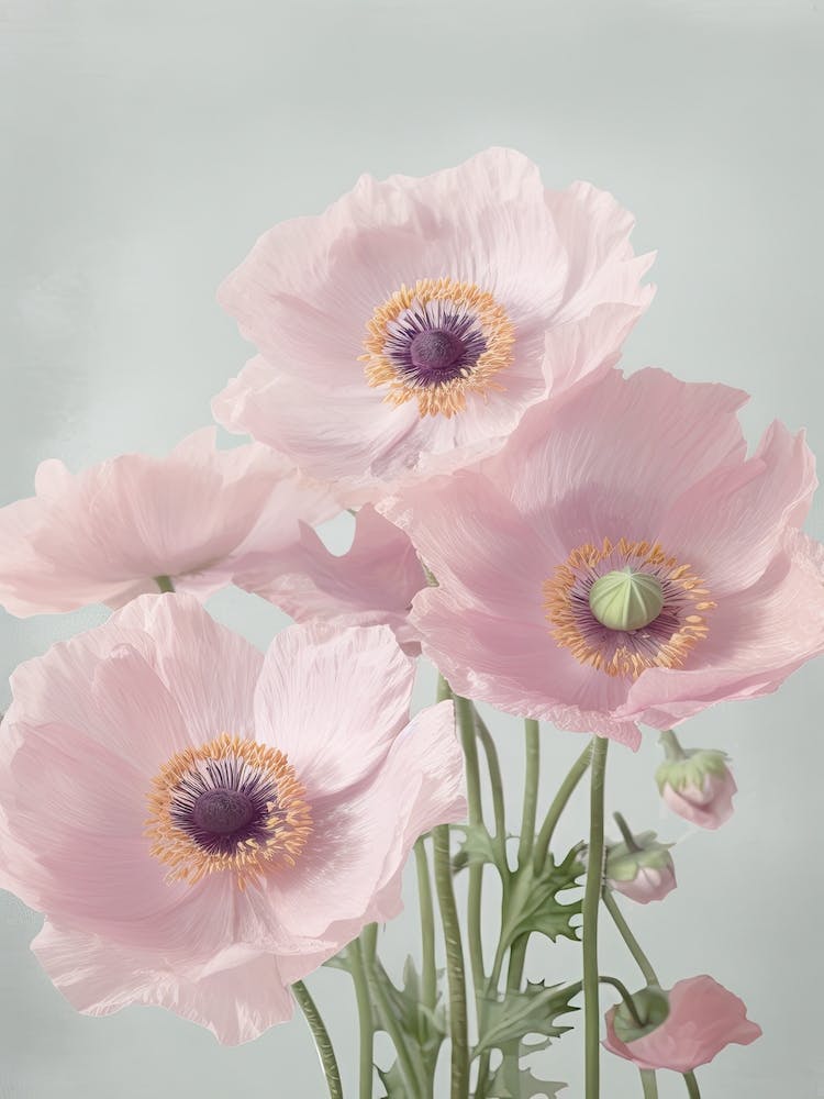 Anemone Flowers Acrylic Pastel Colours 3