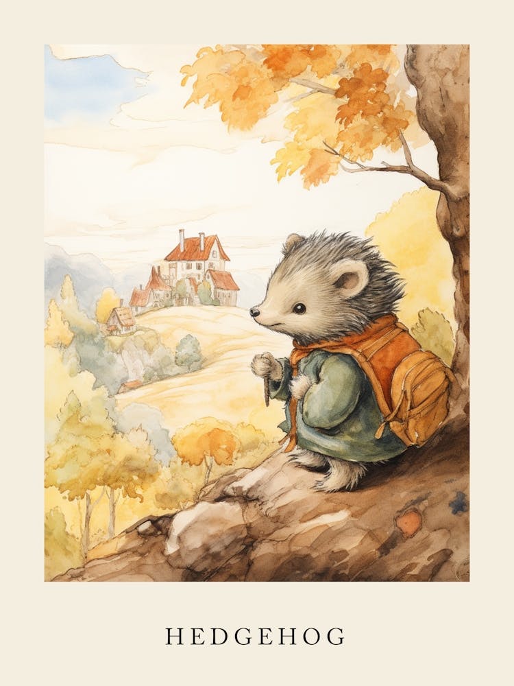 Hérisson Aquarelle Animalière Inspiré par Beatrix Potter 4