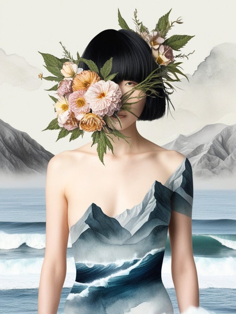 Woman With Flowers On Her Head
