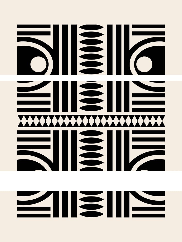 Abstract Black Beige Geometric African Tribal Pattern, Mud Cloth, Neutral Boho 2