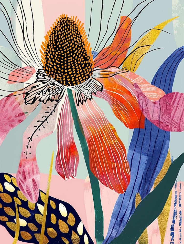 Colourful Flower Illustration Coneflower 2
