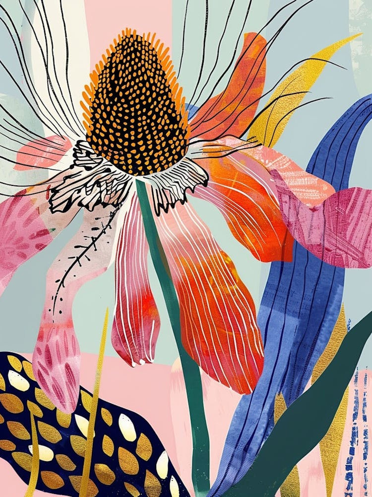 Colourful Flower Illustration Coneflower 2