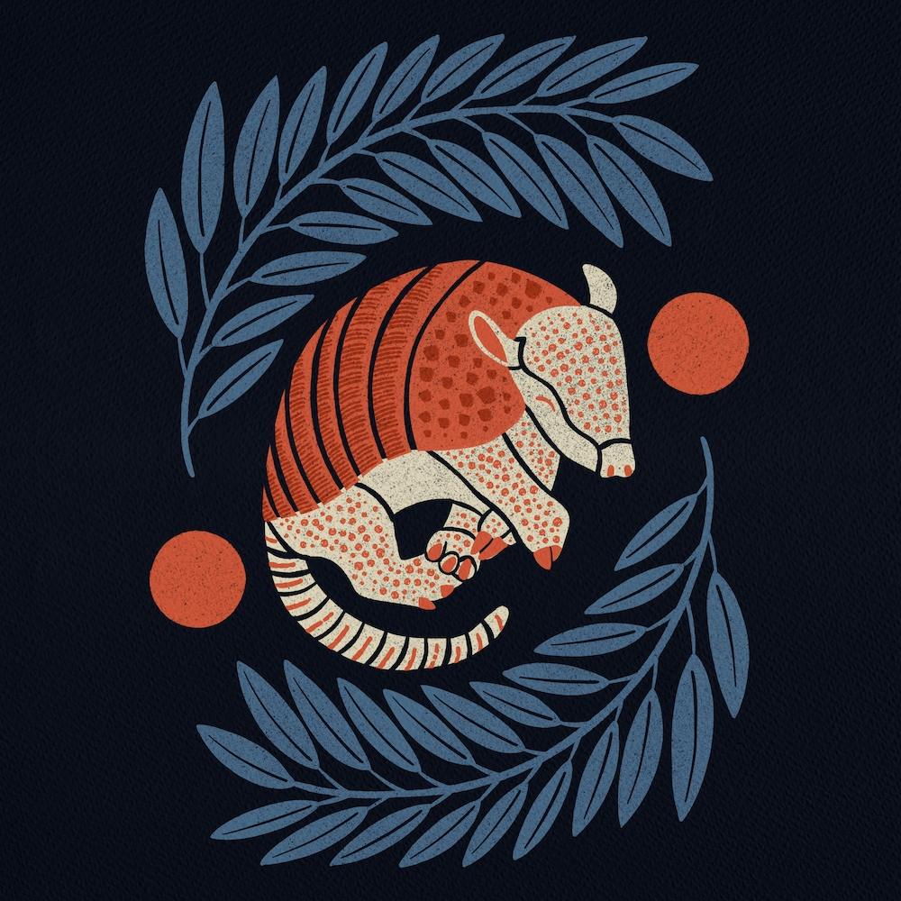 Armadillo   Navy Blue And Red Square