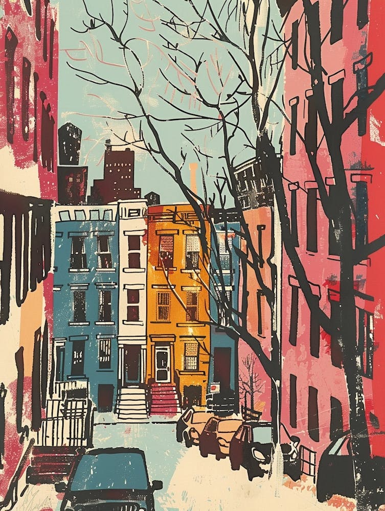 Kingsbridge New York Colourful Silkscreen Illustration 3