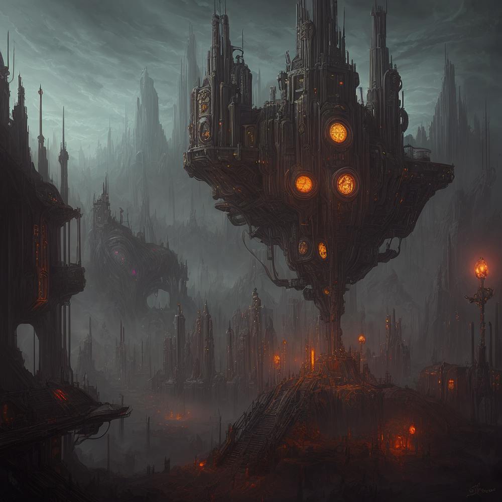 Sci-fi evil uneartly kingdom steampunk style art print