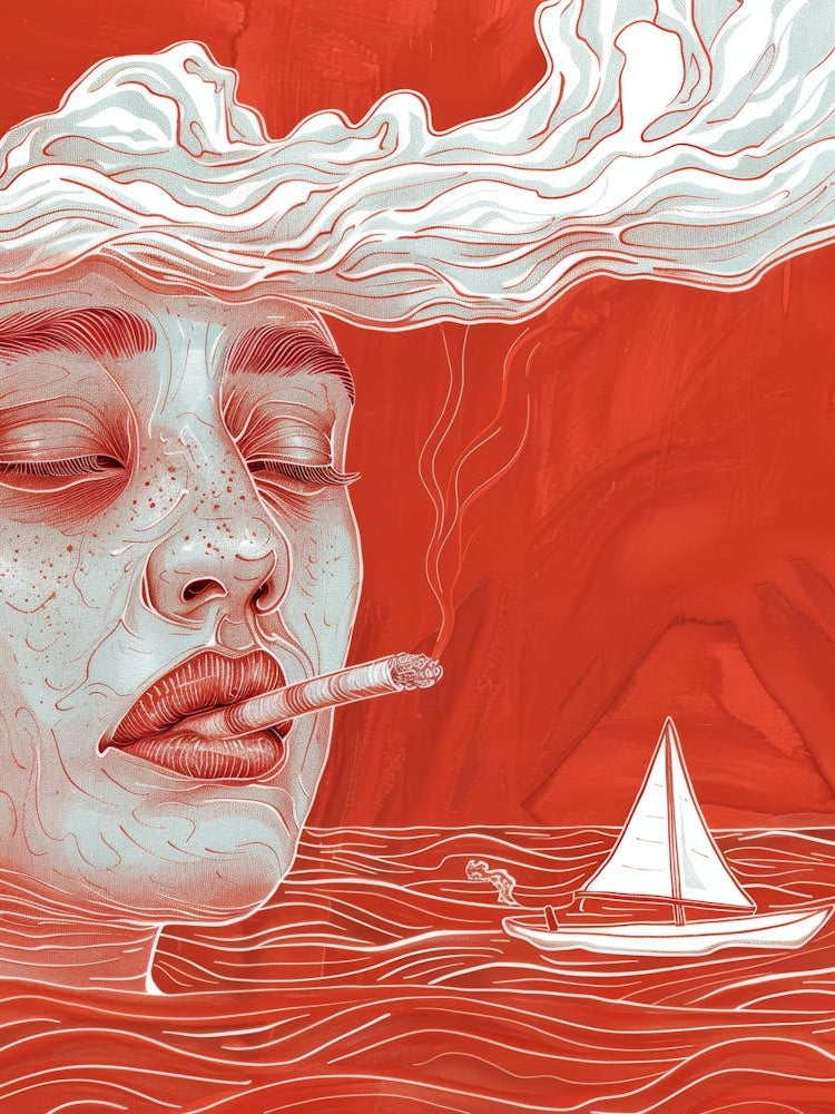 Woman Smokes A Cigarette 1