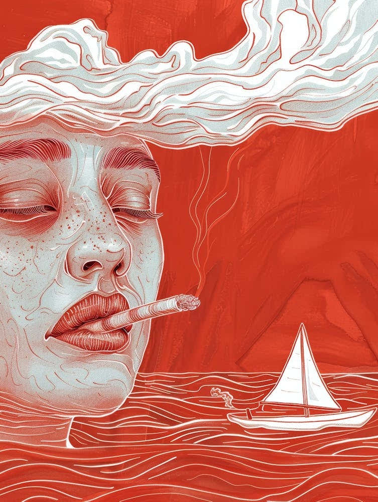 Woman Smokes A Cigarette 1