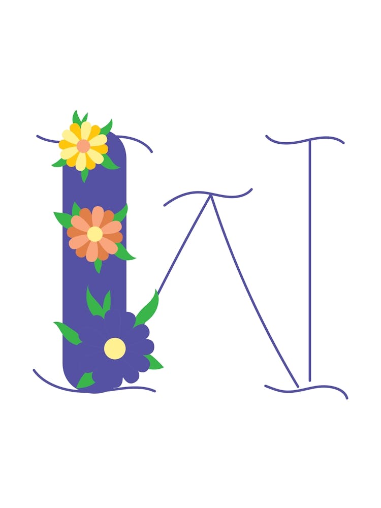 Living Room Floral Letters Purple 23