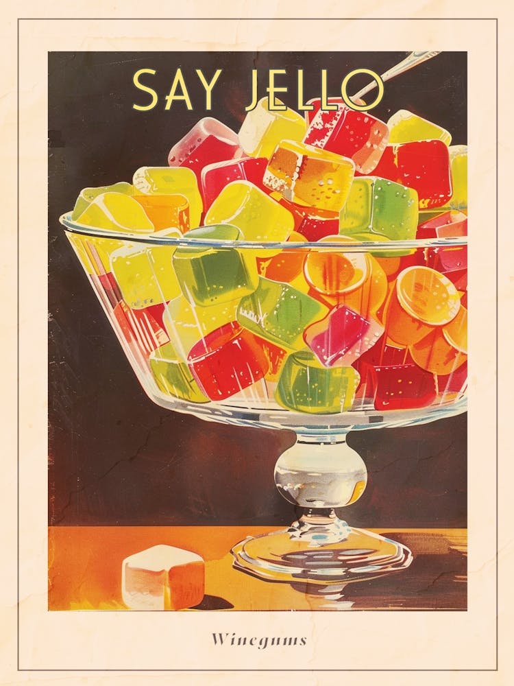 Winegums Jelly Sweets Candy Retro Illustration Poster