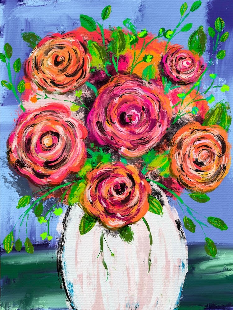 Roses In A Vase