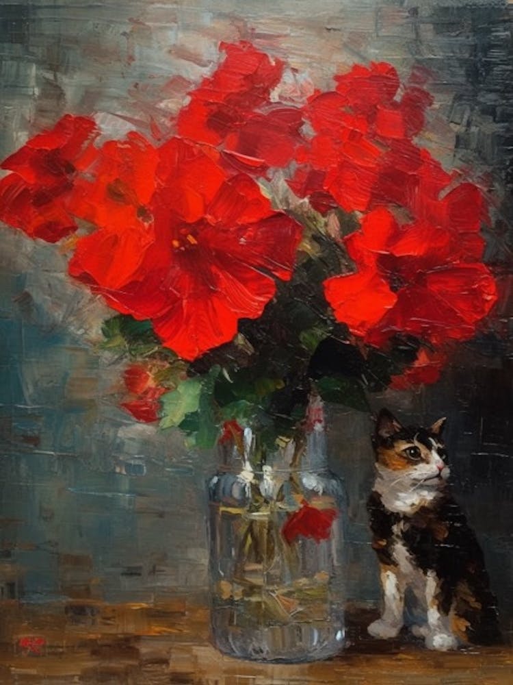 Poinsettia With A Cat 3
