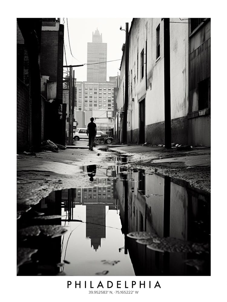 Poster Of Philadelphia, Black And White Analogue Photograph 2