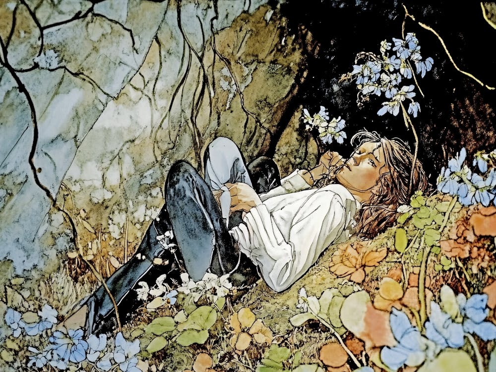 Girl Laying In The Forest