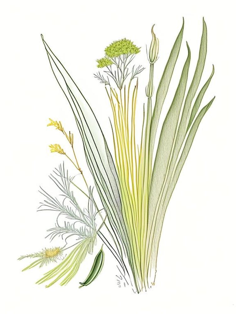 Lemongrass Spices And Herbs Pencil Illustration 3