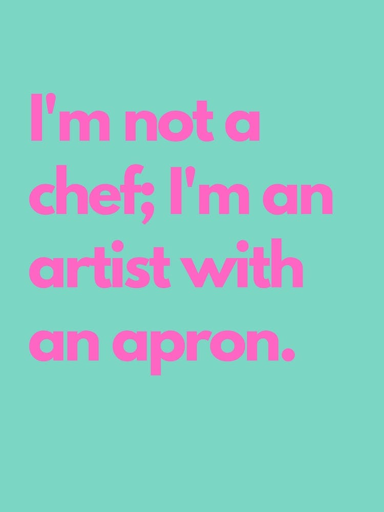 Artist In An Apron Pink Teal Kitchen Typography