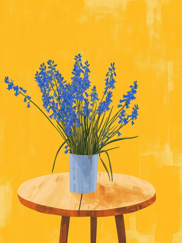 Bluebell Flowers On A Table   Contemporary Illustration 1