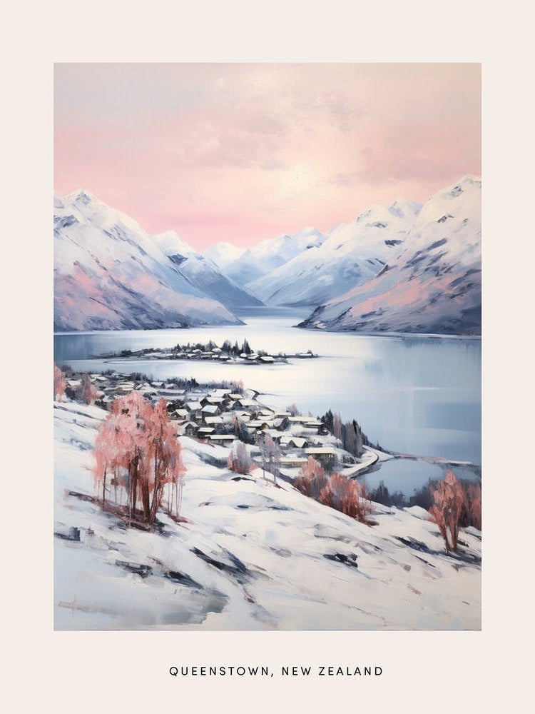Dreamy Winter Painting Poster Queenstown New Zealand 2