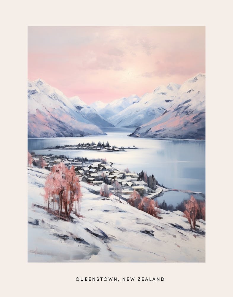 Dreamy Winter Painting Poster Queenstown New Zealand 2