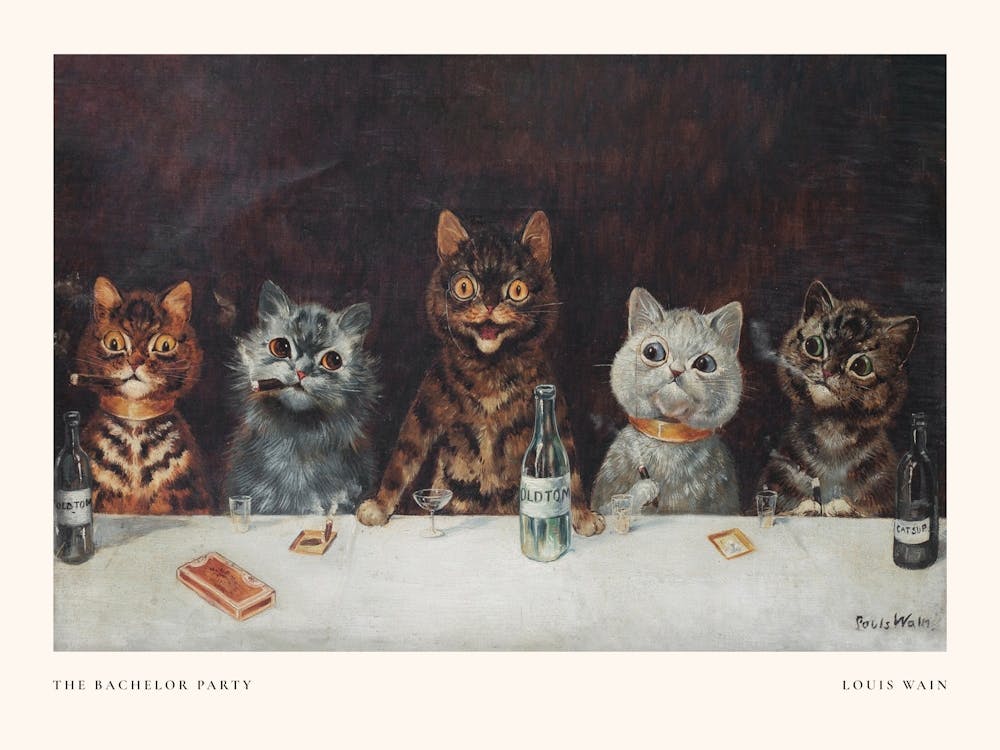 The Bachelor Party, Louis Wain Poster