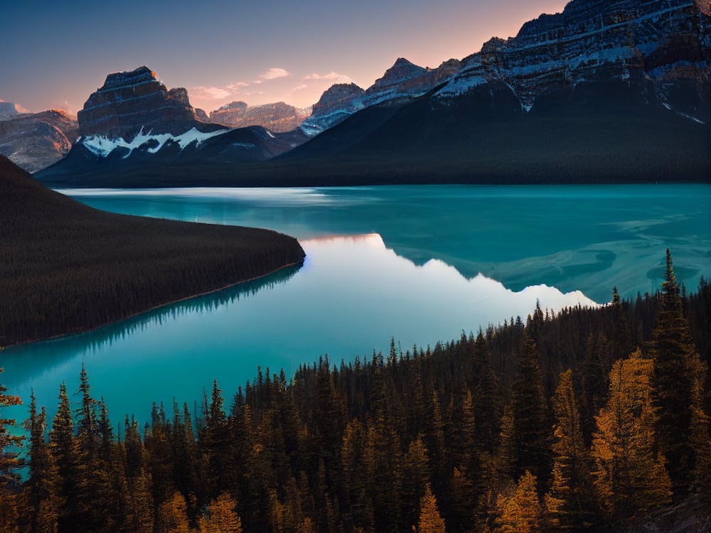 Lever de soleil sur le lac Banff