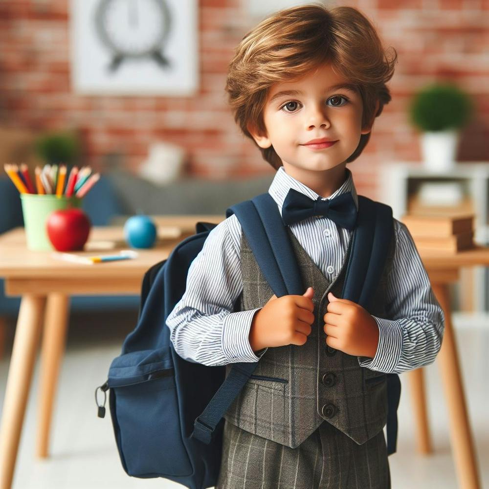 Cute Little Boy In School Uniform