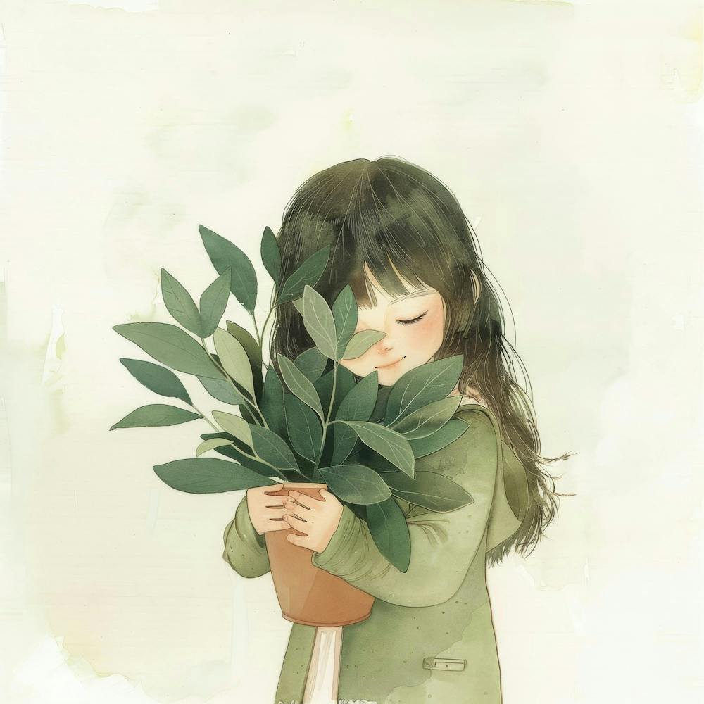 Little Girl Holding A Plant 2