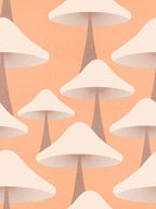 Minimal Retro Mushrooms Pastel Peach