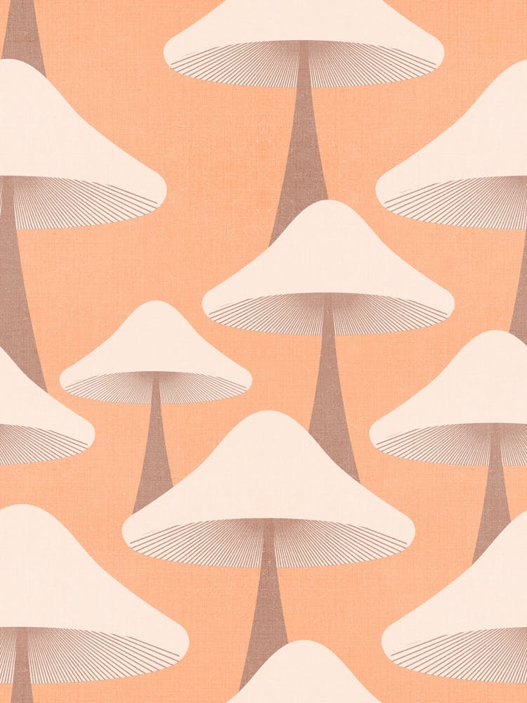 Minimalistische Retro-Pilze Pastellpfirsich