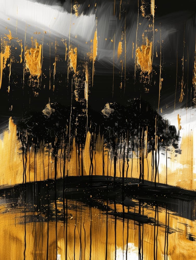 Black And Gold Abstract Painting 48