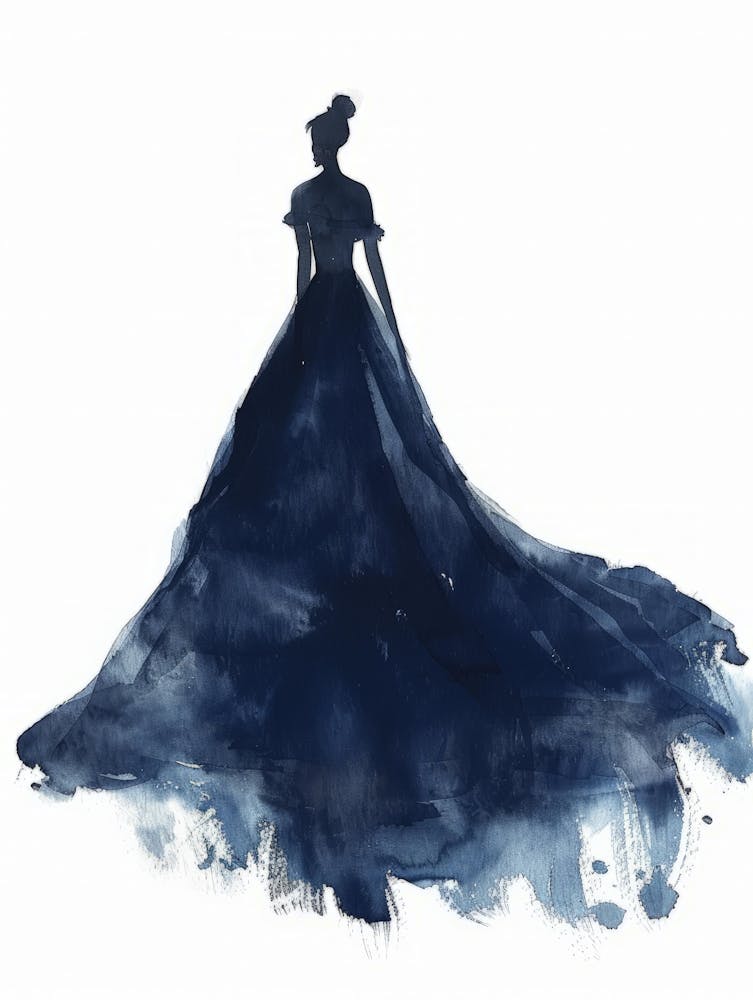 Silhouette Of A Woman In A Blue Dress