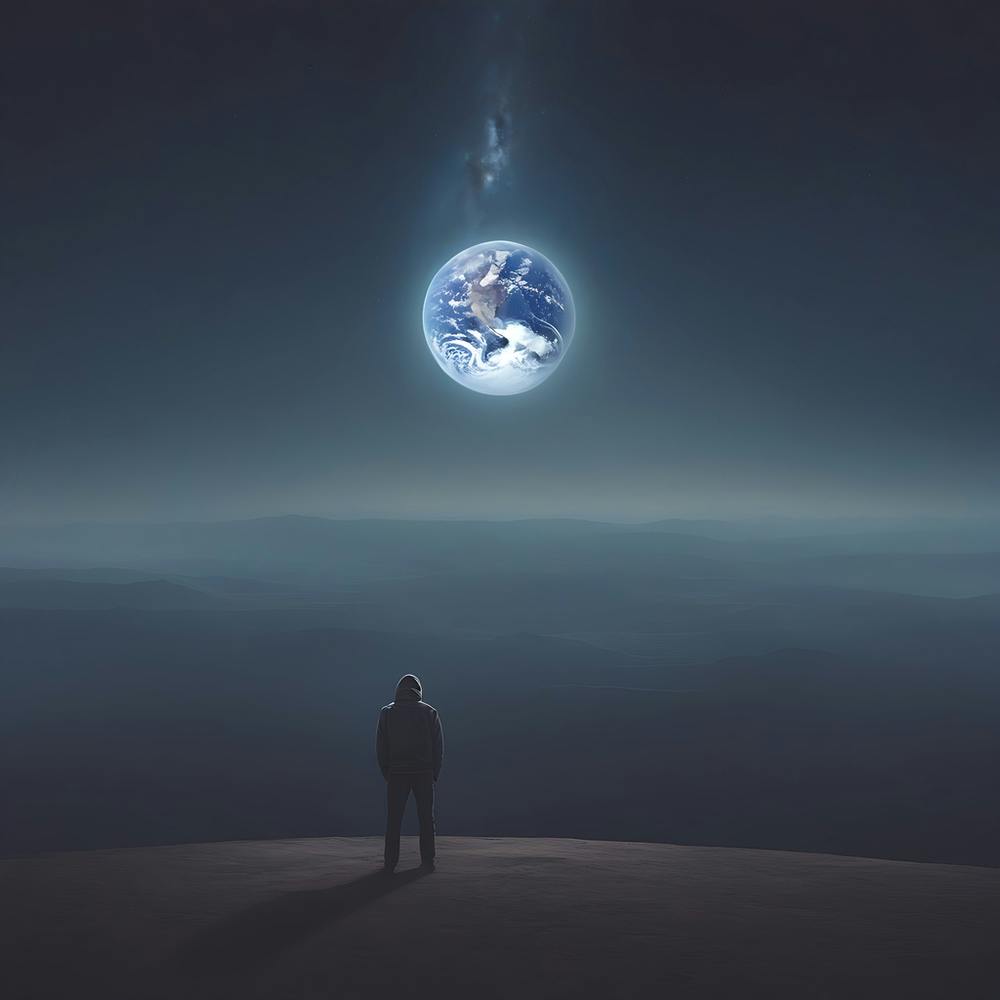 God watching the earth fall