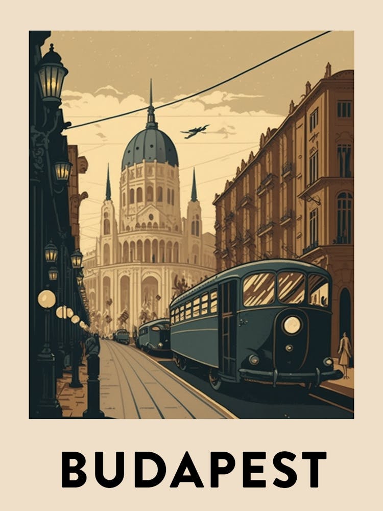 Budapest 5 Vintage Travel Poster