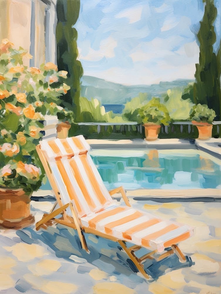 Sun Lounger By The Pool In Florence Italy