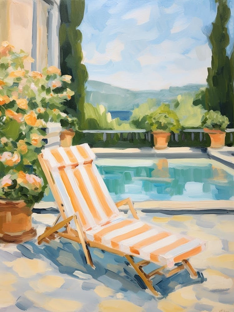 Sun Lounger By The Pool In Florence Italy