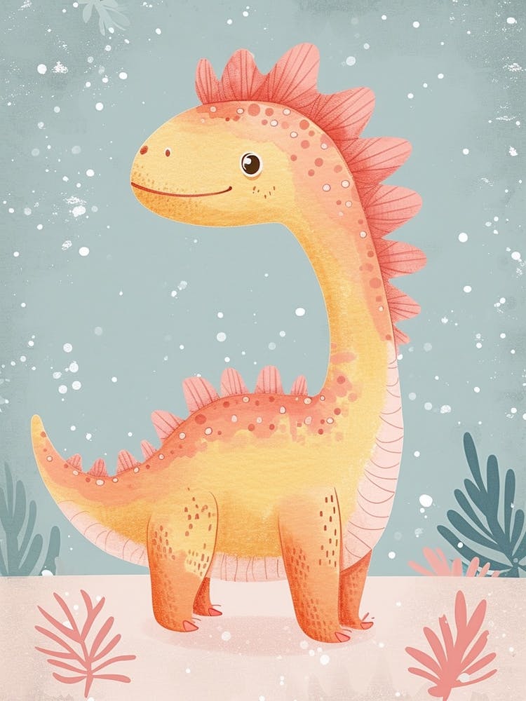 Cute Cartoon Therizinosaurus Dinosaur Watercolour 2