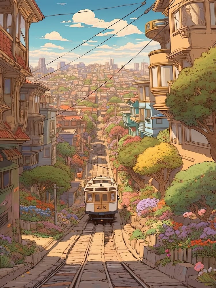 Springtime San Francisco Studio Ghibli Style 1